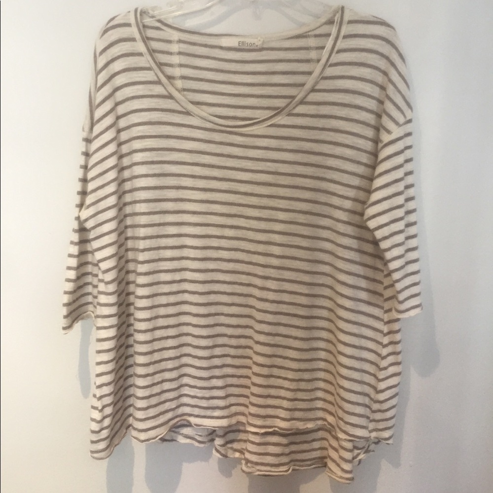 Ellison striped flowy tee with fitted sleeves